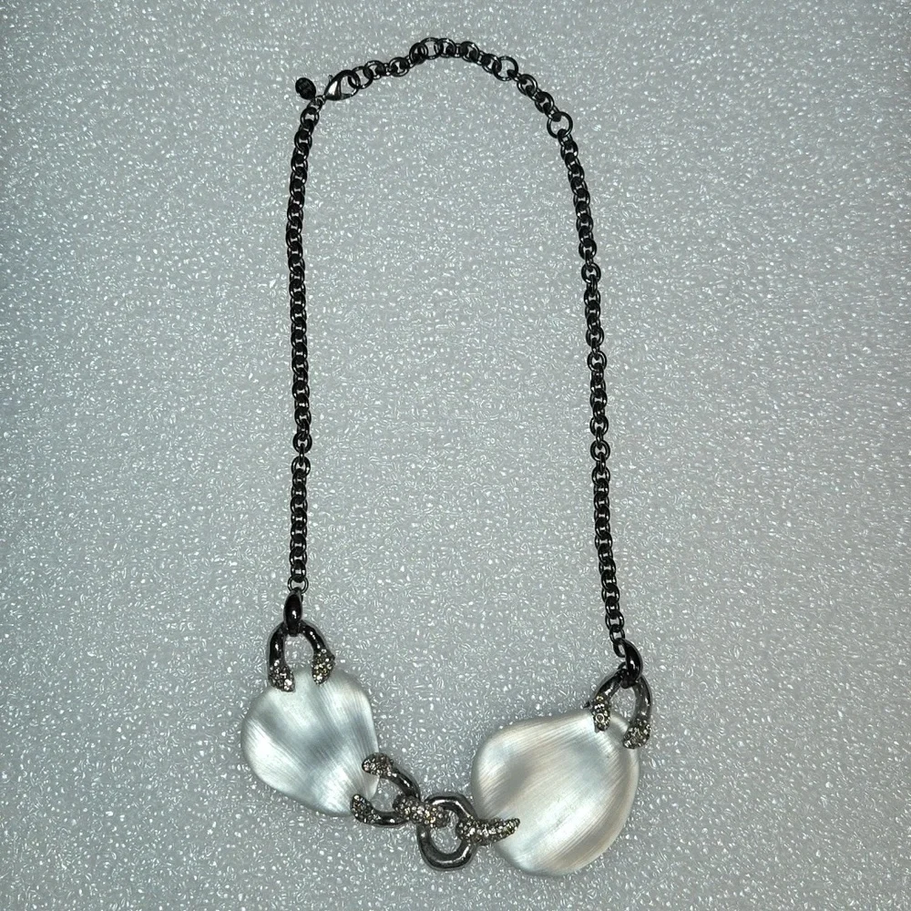 Alexis Bittar Lucite Gunmetal chain link necklace - Picture 1 of 6